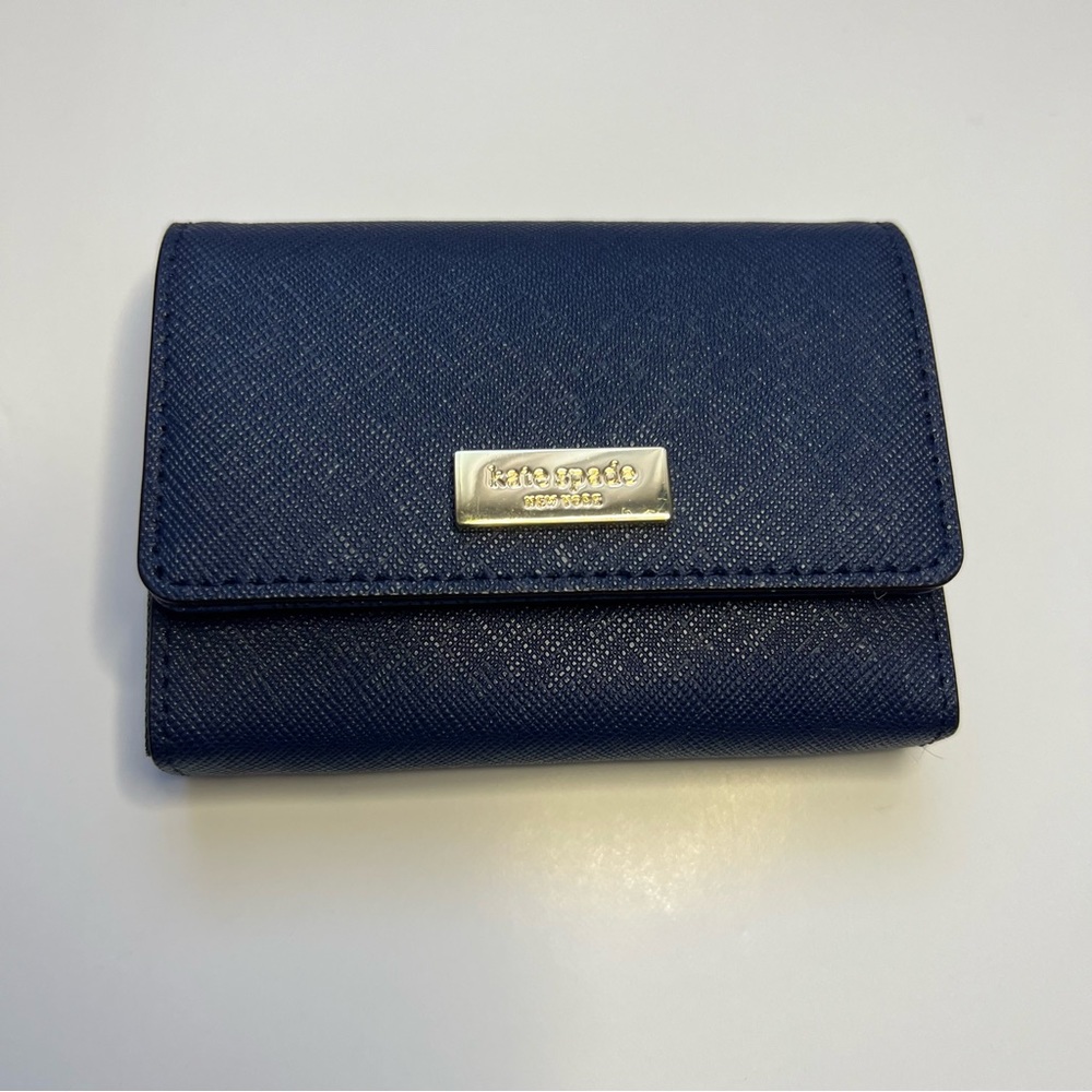 Kate Spade Newbury Lane Large Holly Card Case in Navy Saffiano Leather BNWT